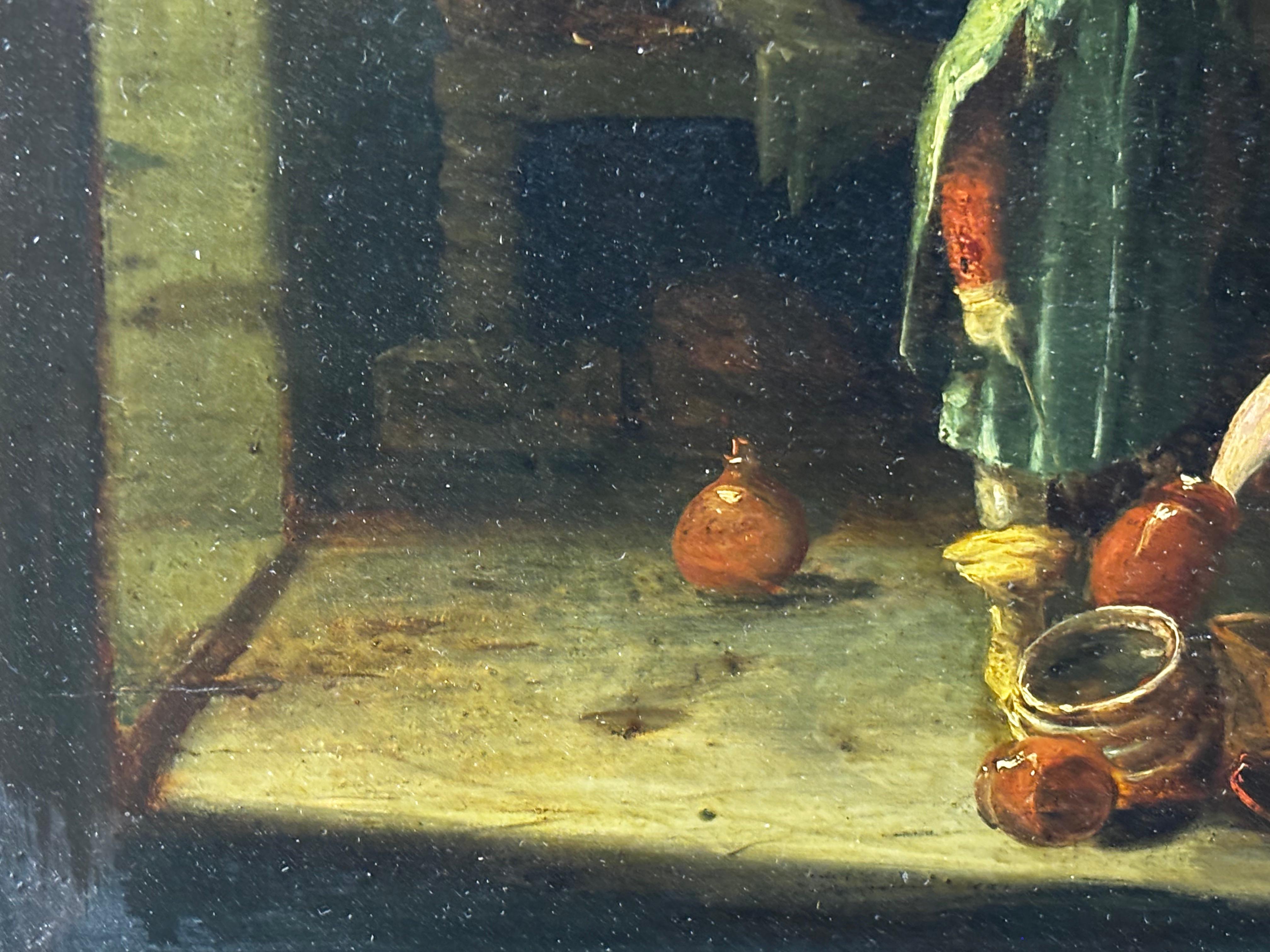 Flemish School, Oil on Panel – Interior Scene with Figures - Old Masters Painting by Unknown