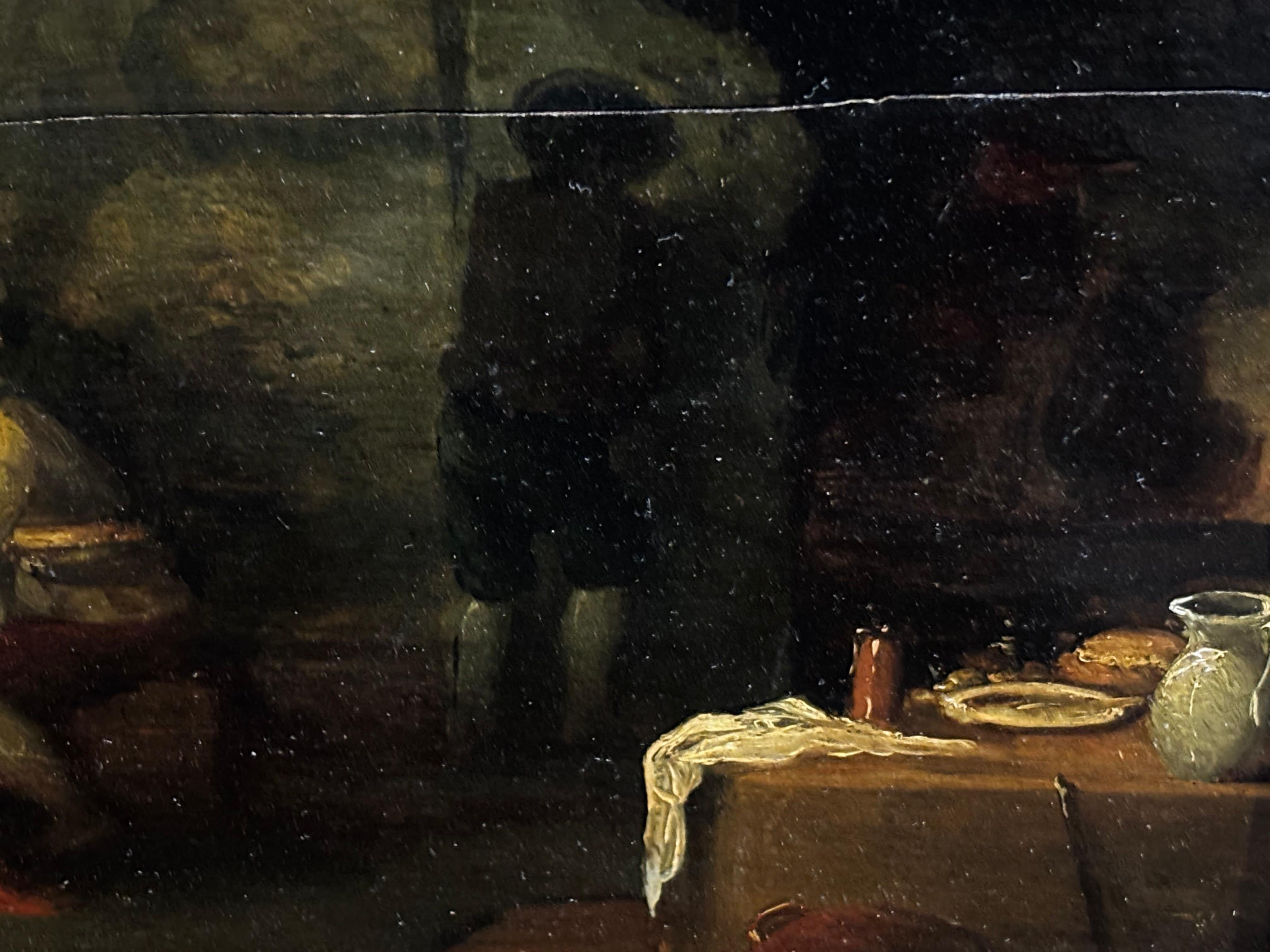 Flemish School, Oil on Panel – Interior Scene with Figures For Sale 1