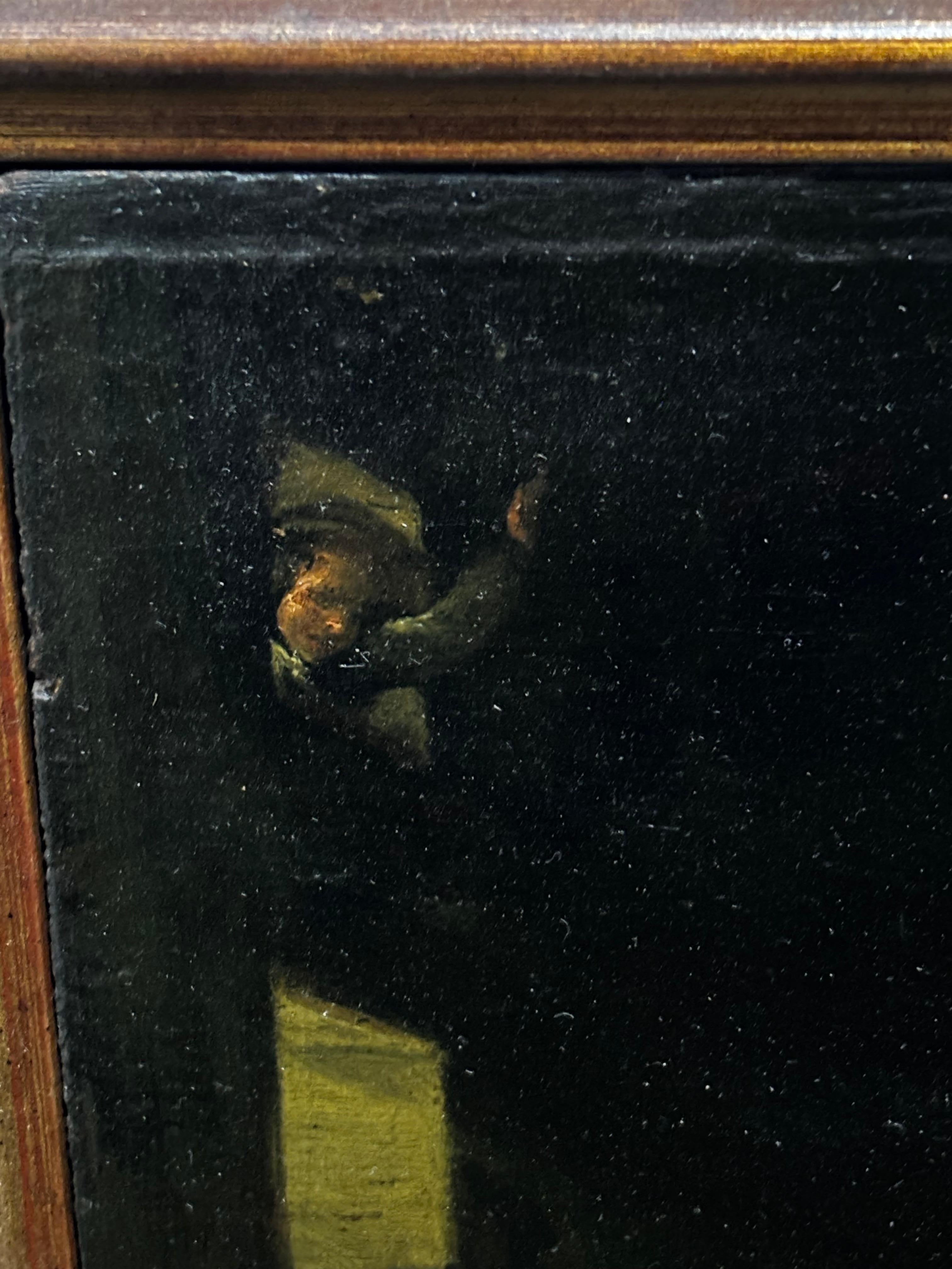 Flemish School, Oil on Panel – Interior Scene with Figures For Sale 3