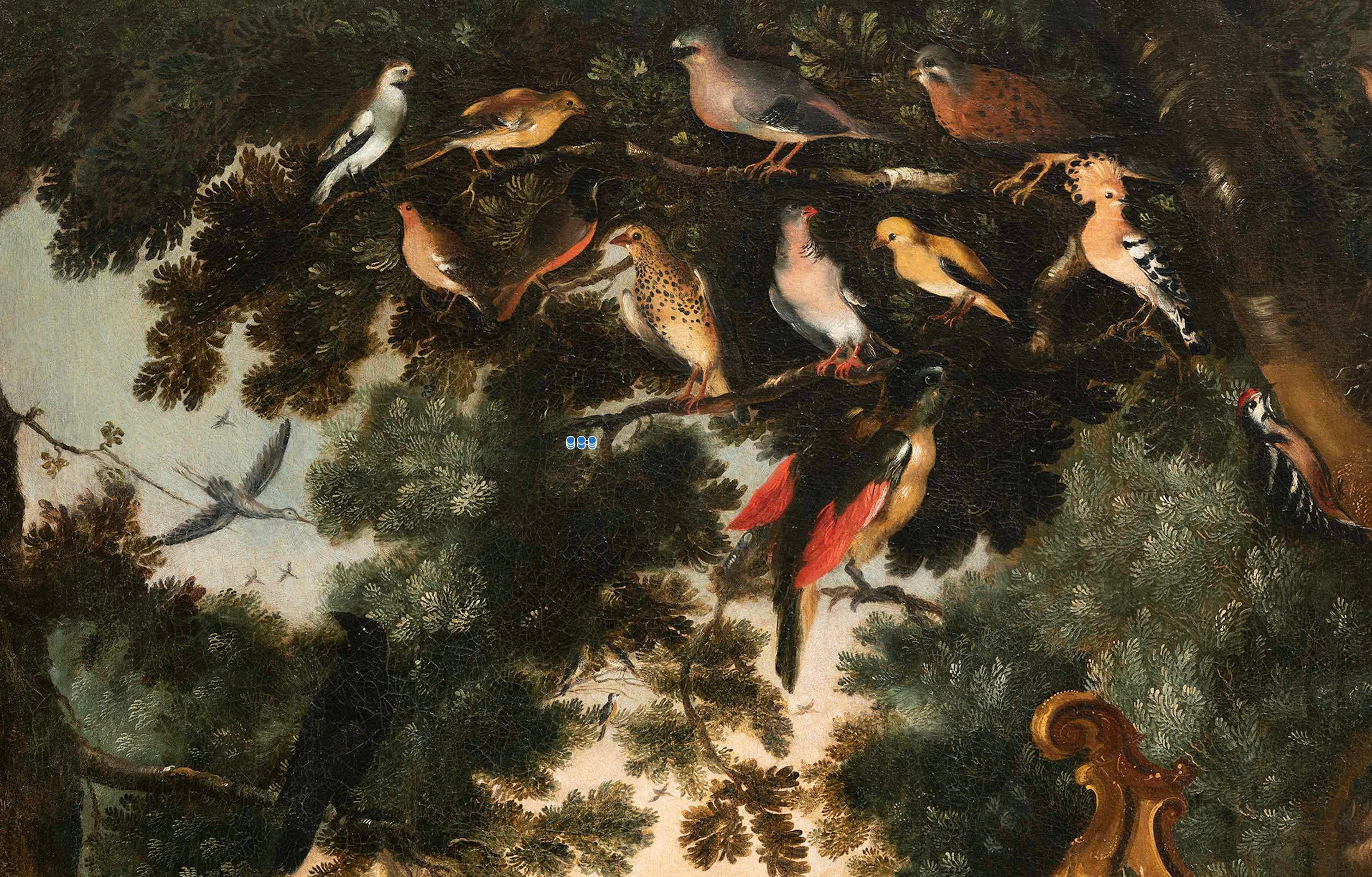 Flamenca XVII, Orfeo y los Animales, Gran Pintura Decorativa de Pared del Viejo Maestro - Painting de Unknown
