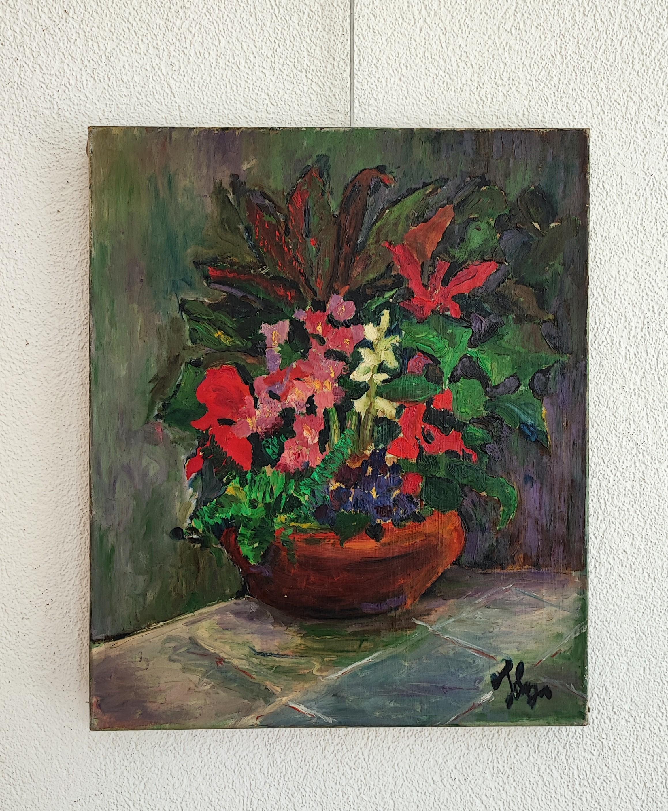 Floral composition - Painting by Unknown