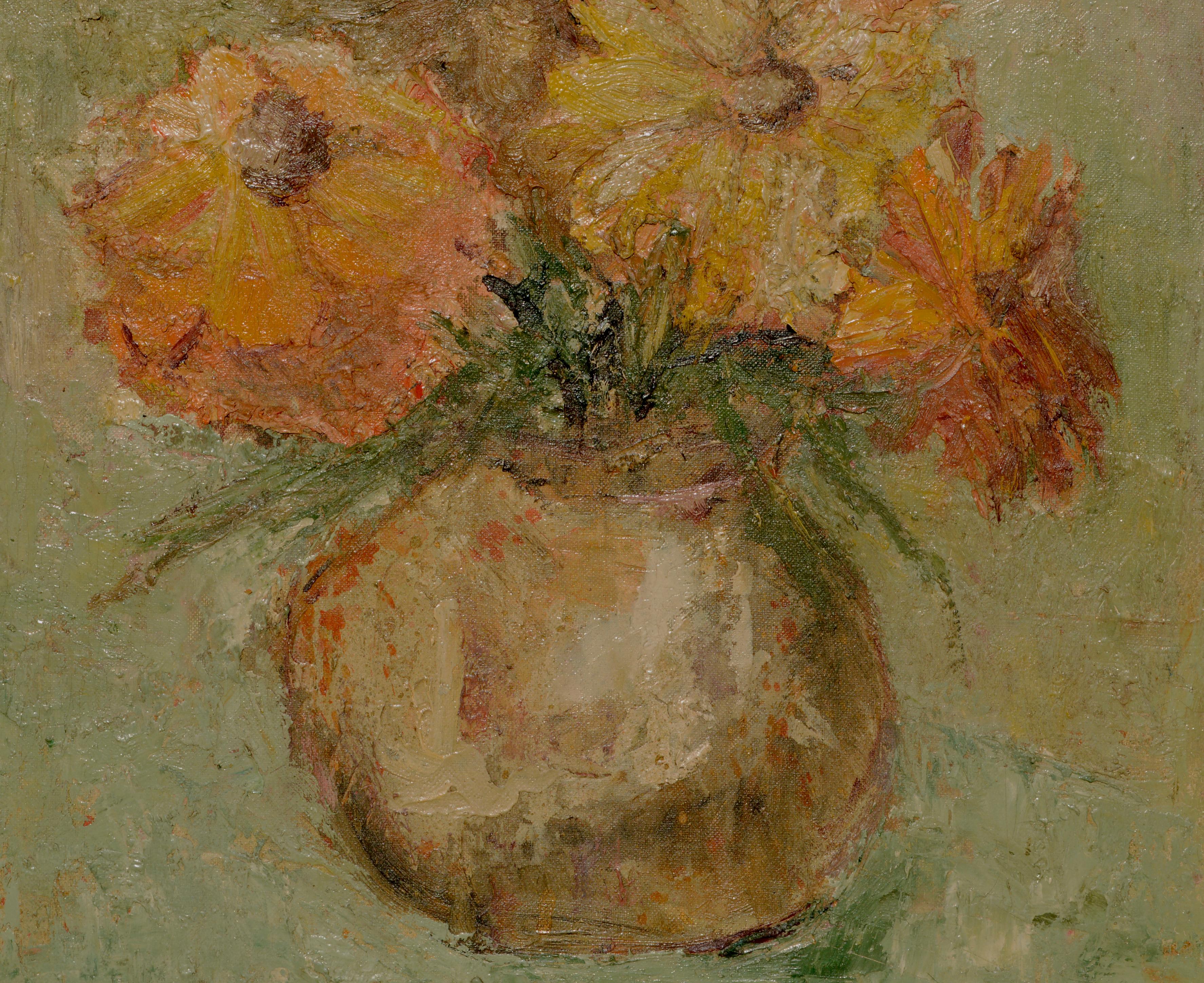 Still life of flowers in a vase by Shuman (American, mid-20th Century). Signed and dated 