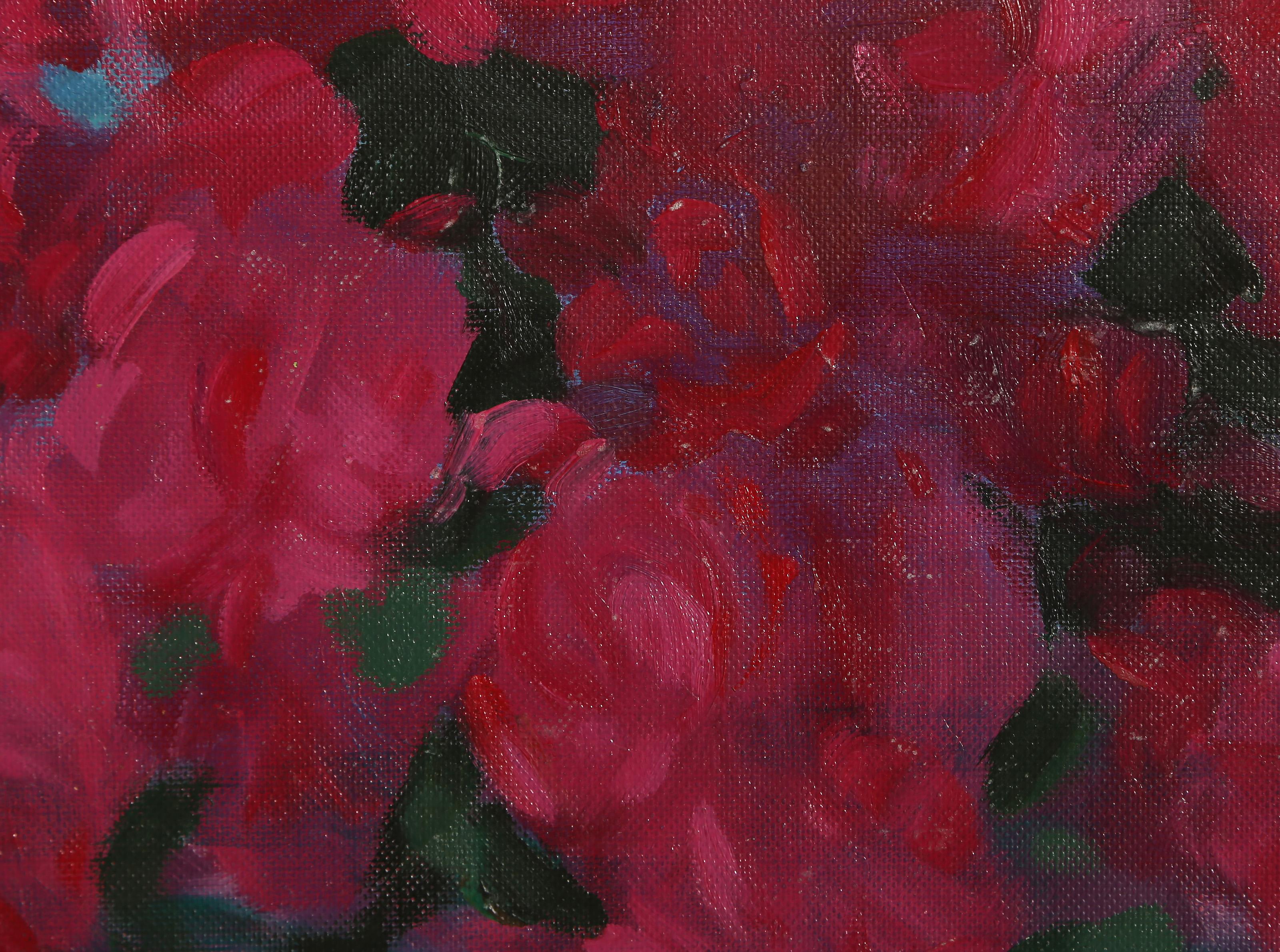 Blumenstillleben, modernes Acrylgemälde auf Leinwand von R Bagson im Angebot 1