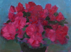 Floral Still Life, Modern Acrylic Painting on Canvas by R Bagson