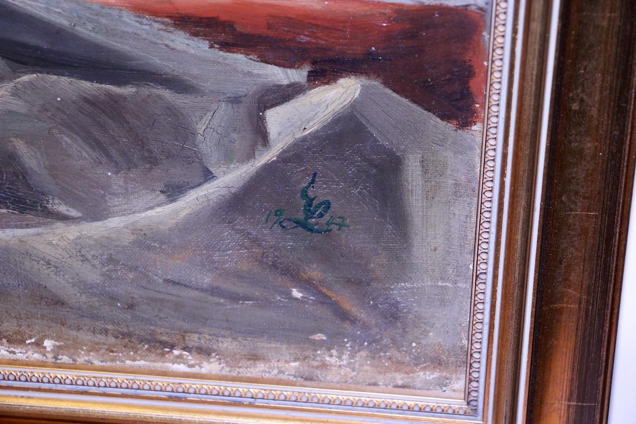 Erich Lindenau - Blumenstillleben mit Kosmosblüten, Öl auf Leinwand, 1947 im Angebot 2