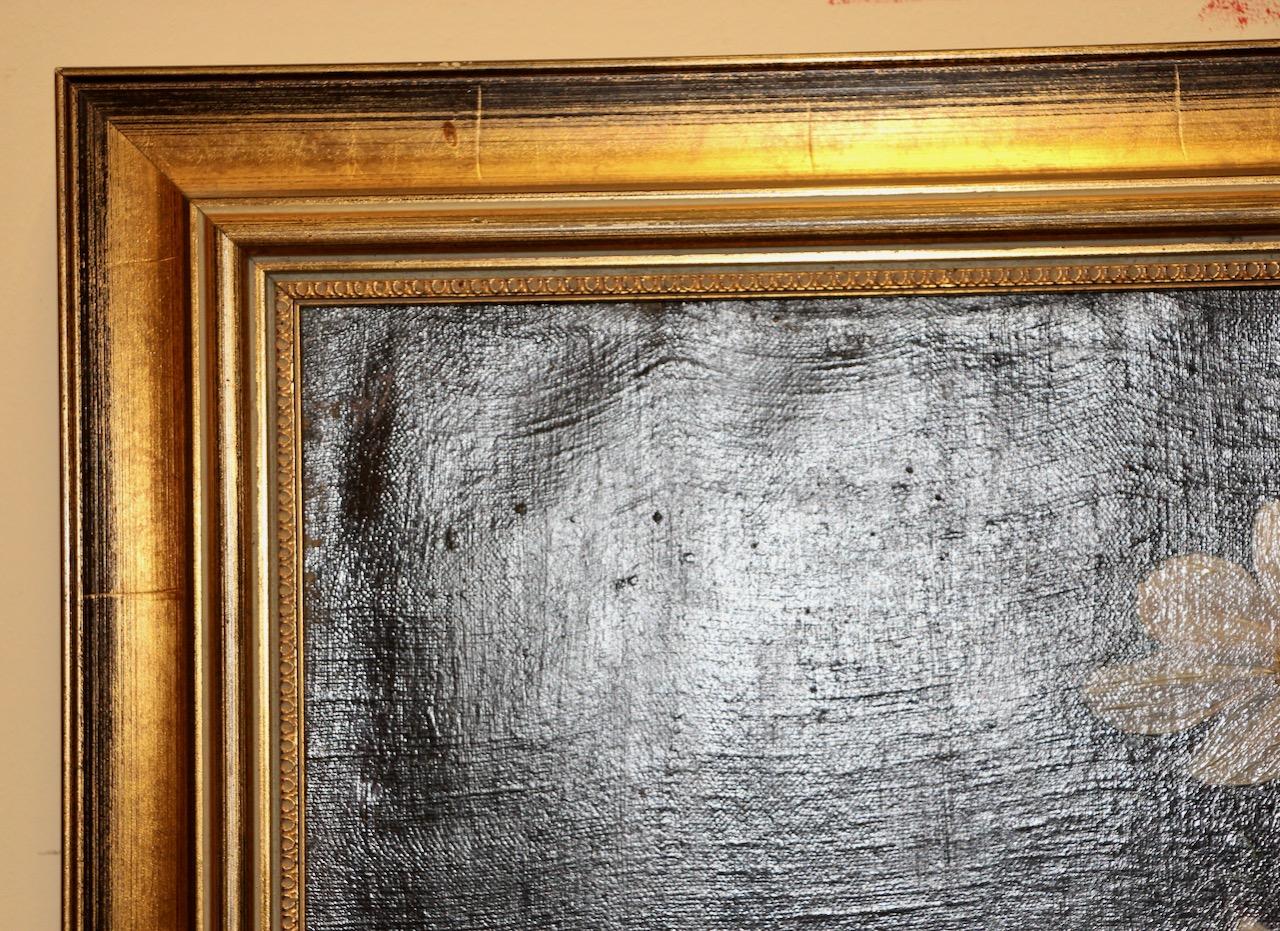 Erich Lindenau - Blumenstillleben mit Kosmosblüten, Öl auf Leinwand, 1947 im Angebot 4