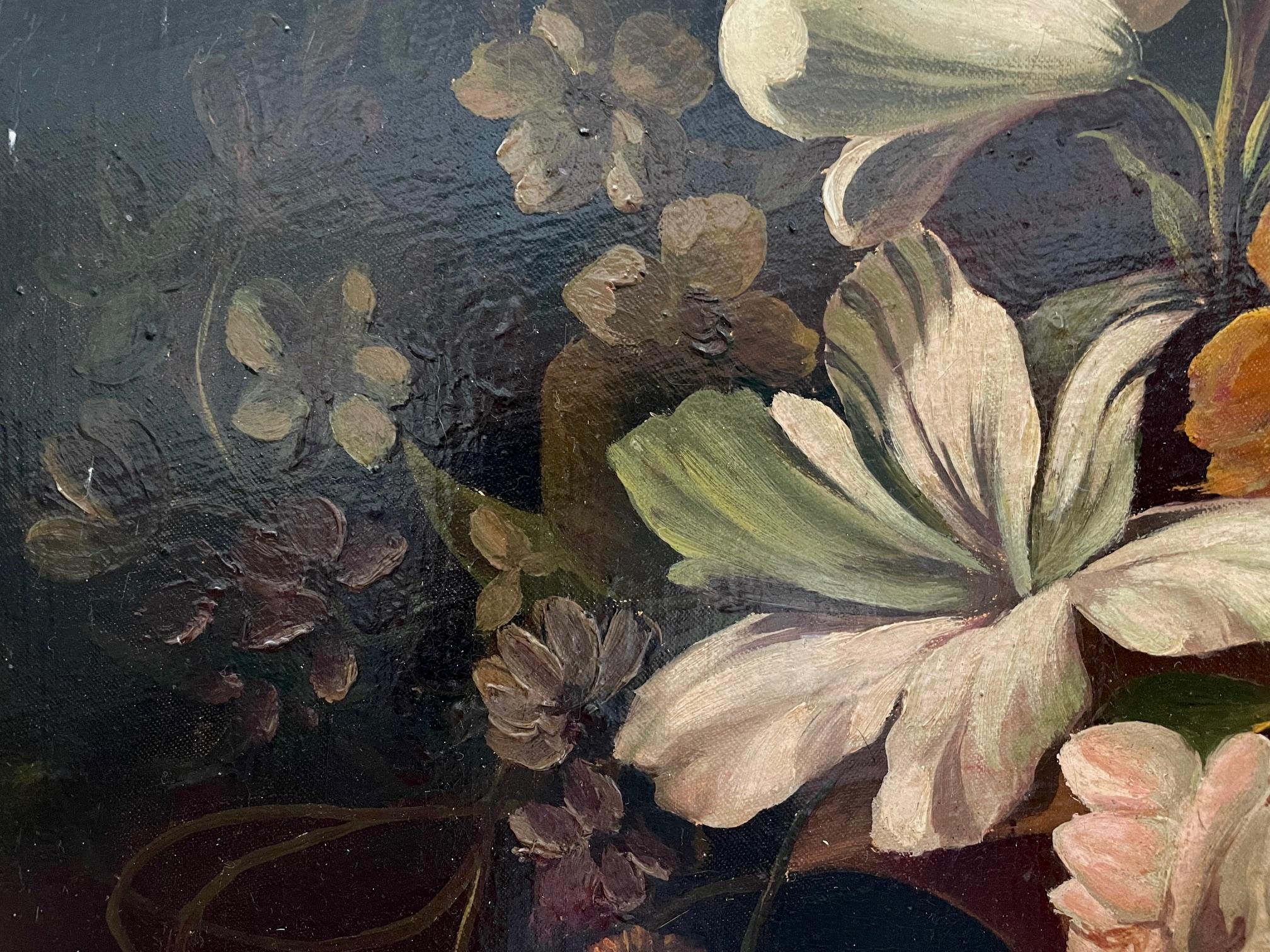 Fleurs dans une urne classique Old Masters 17ème siècle style hollandais en vente 2