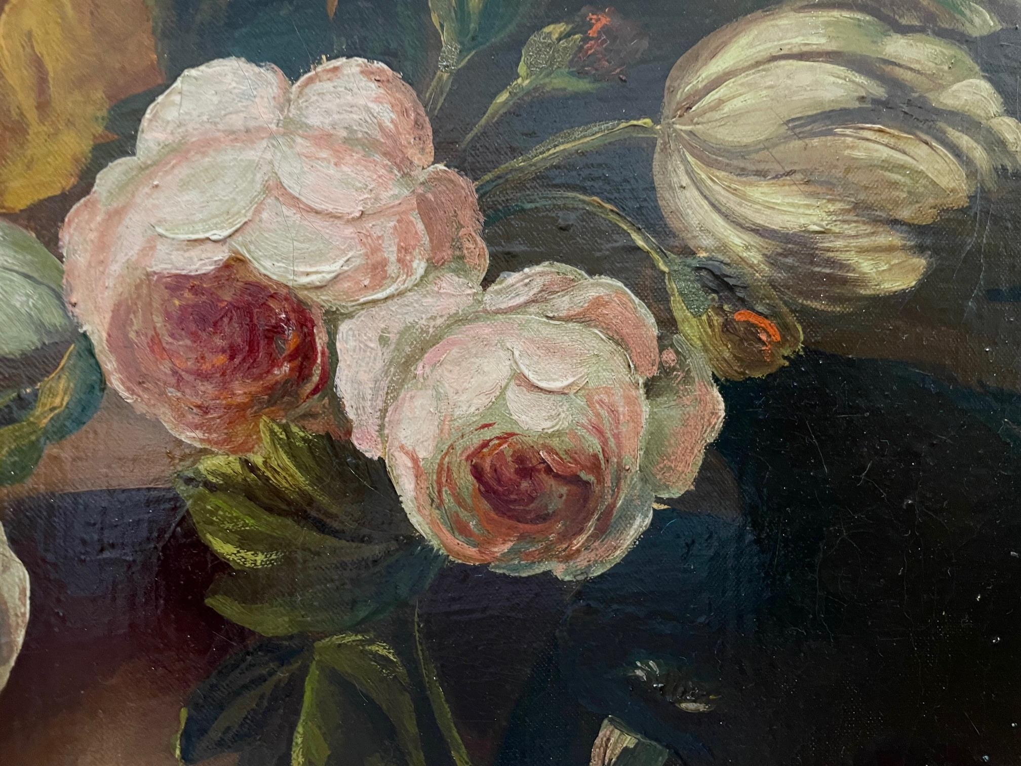 Blumen in klassischer Urne im niederländischen Stil des 17. Jahrhunderts, Alte Meister im Angebot 4
