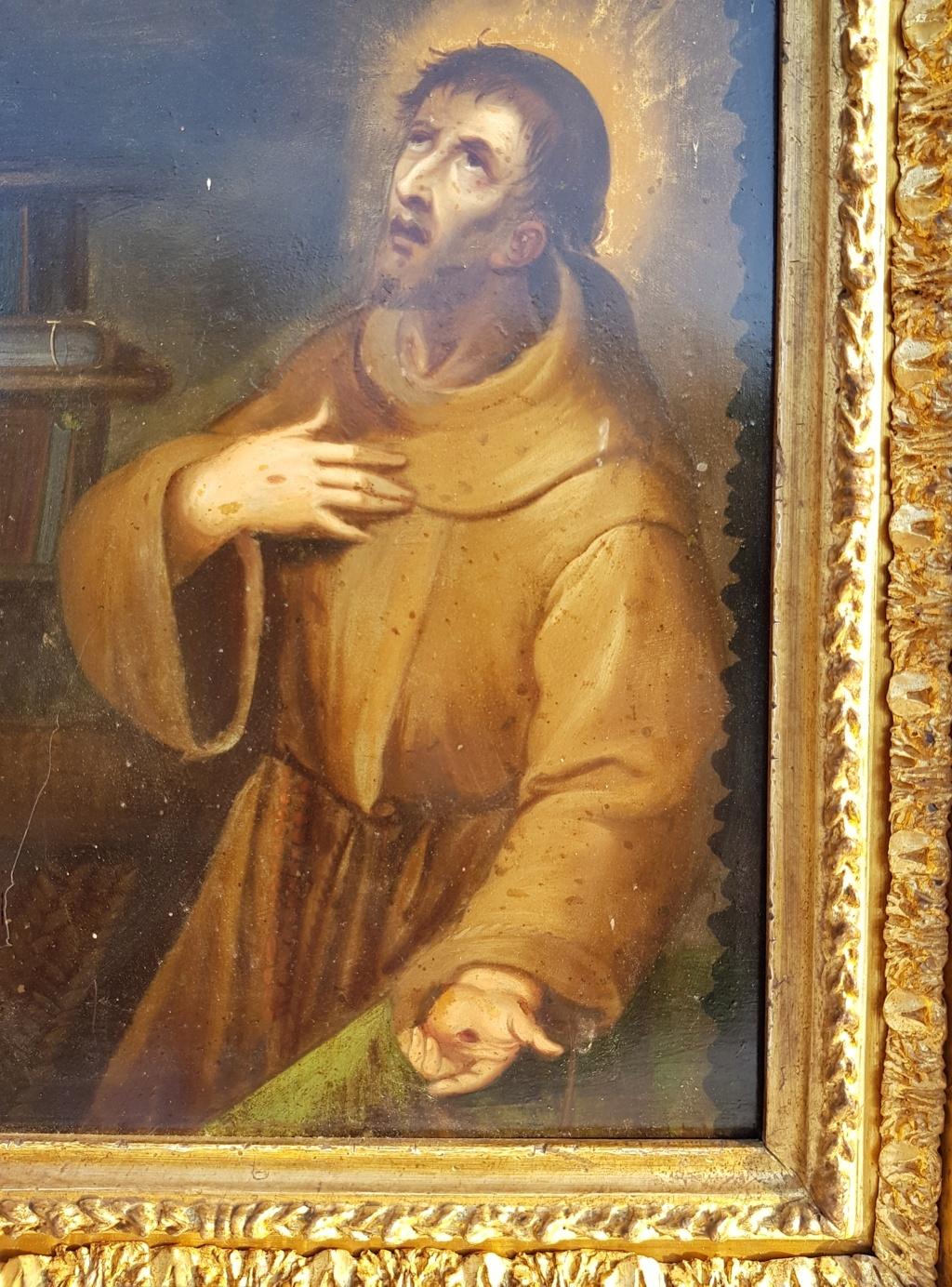 Figuratives italienisches figuratives Gemälde St. Francis:: Öl auf Kupfer:: Italien:: 17. Jahrhundert 5