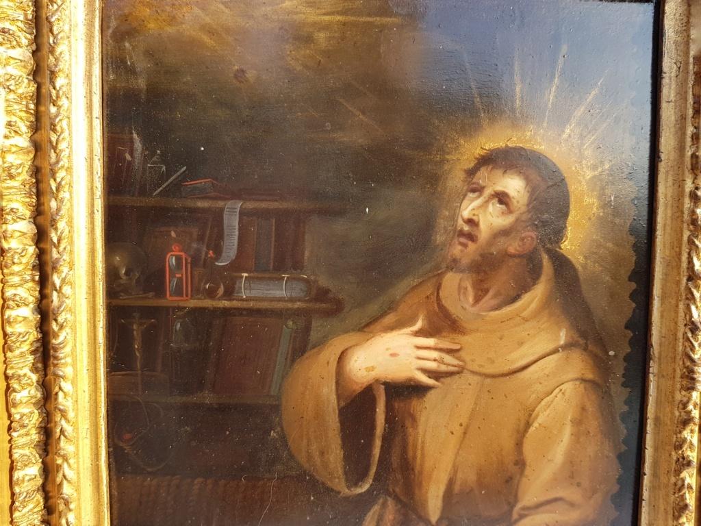 Figuratives italienisches figuratives Gemälde St. Francis:: Öl auf Kupfer:: Italien:: 17. Jahrhundert 6