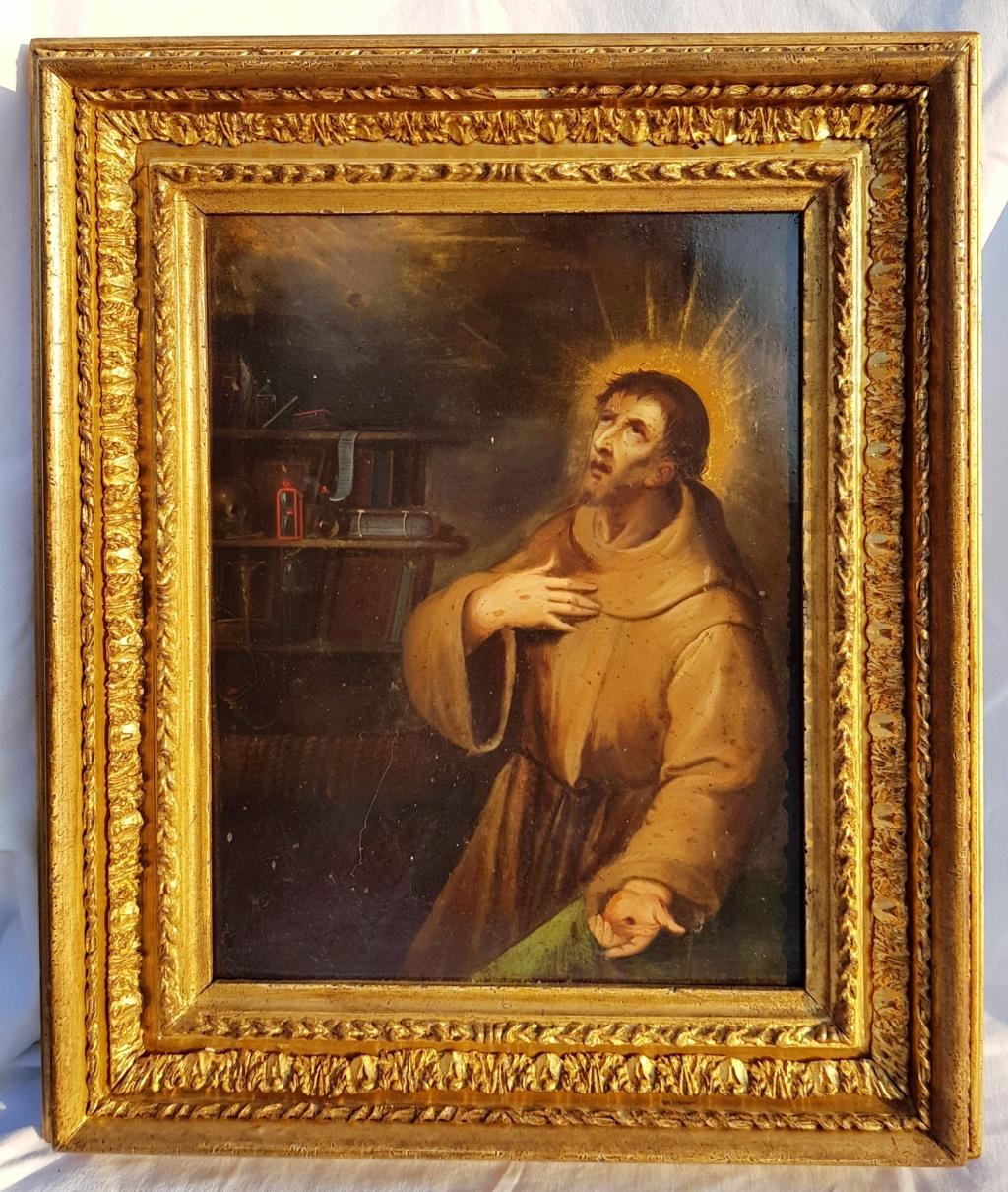 Figuratives italienisches figuratives Gemälde St. Francis:: Öl auf Kupfer:: Italien:: 17. Jahrhundert (Alte Meister), Painting, von Unknown