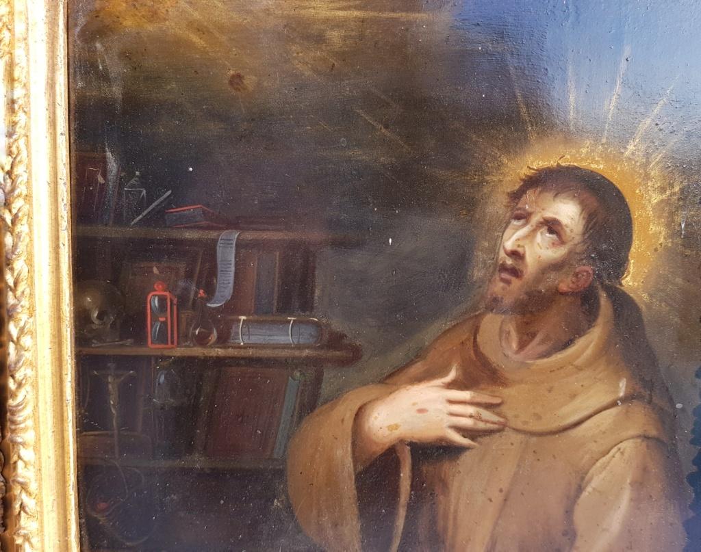 17th century Italian figurative painting St. Francis, Figure oil on copper Italy 1