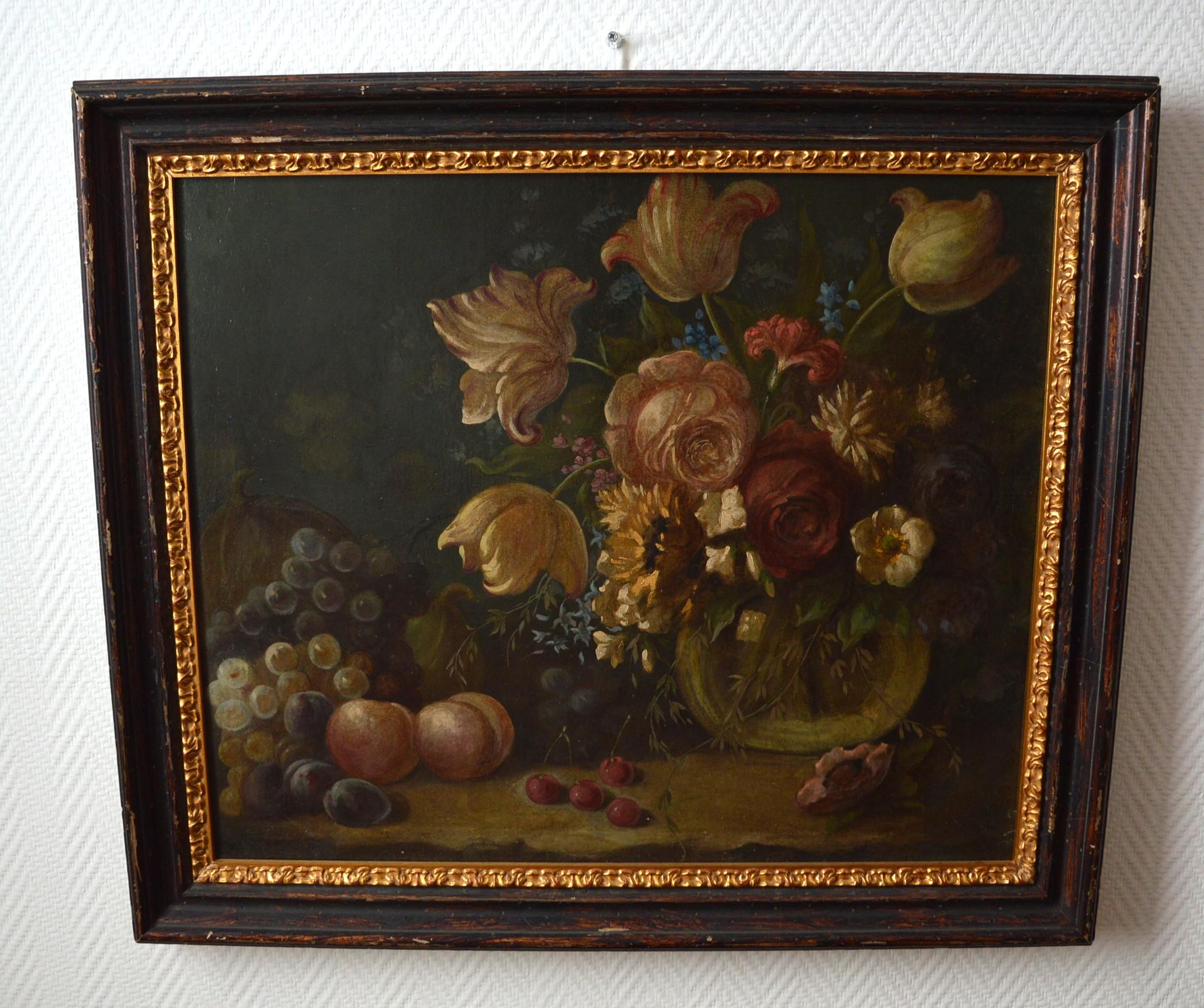 Flower picture ca. 18th century - Painting by Unknown
