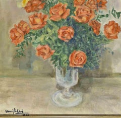 Flower vase - Oil Painting - Late 20th Century