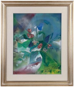 Fiori su sfondo verde - Pittura a olio - 2013