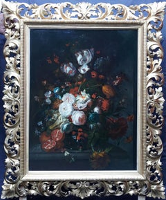 Flowers with Pomegranate - Dutch Golden Age art floral still life oil painting