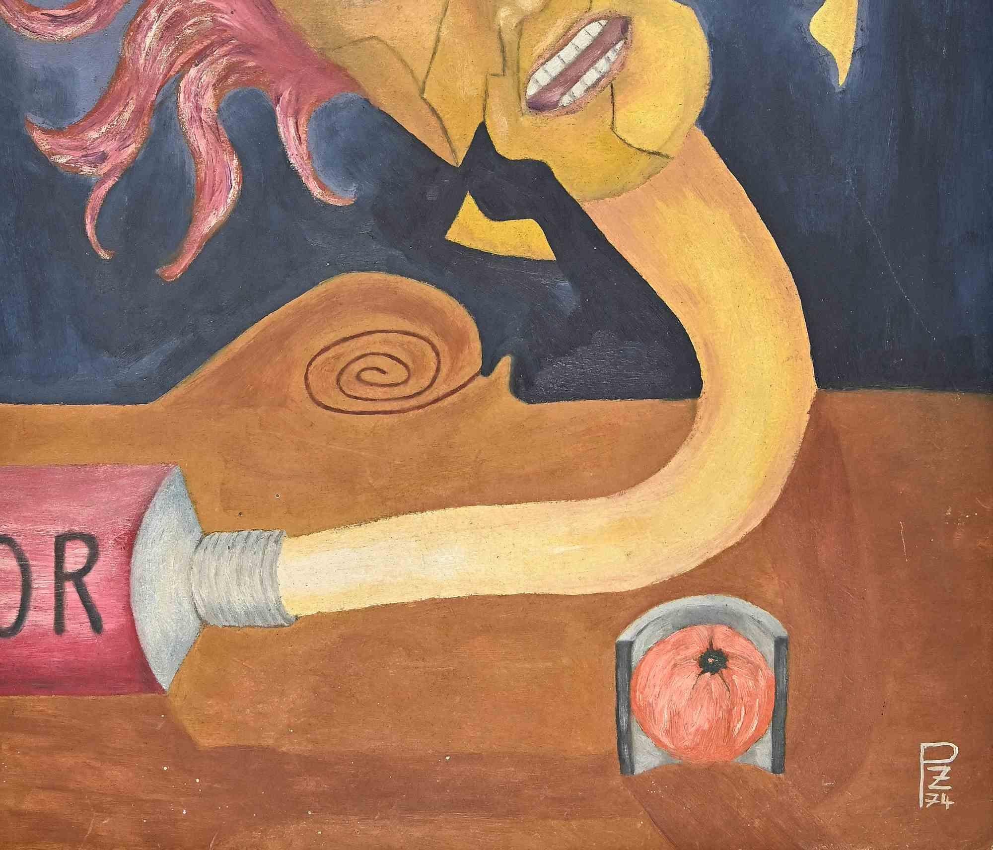 Fluidità - Olio su tavola - 1974 - Painting di Unknown