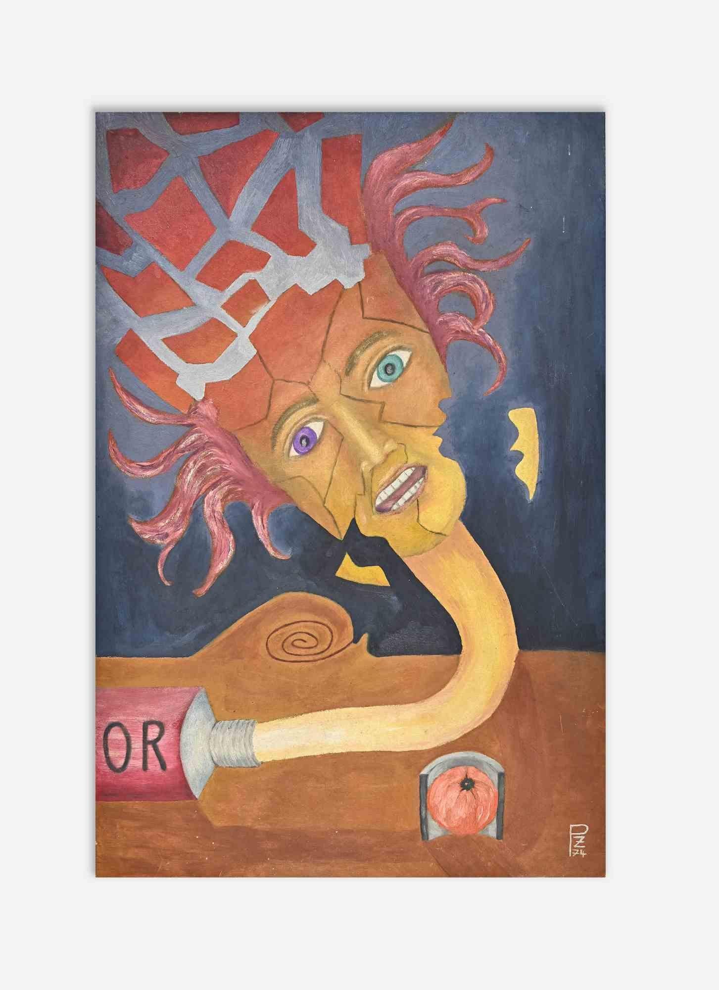Figurative Painting di Unknown - Fluidità - Olio su tavola - 1974