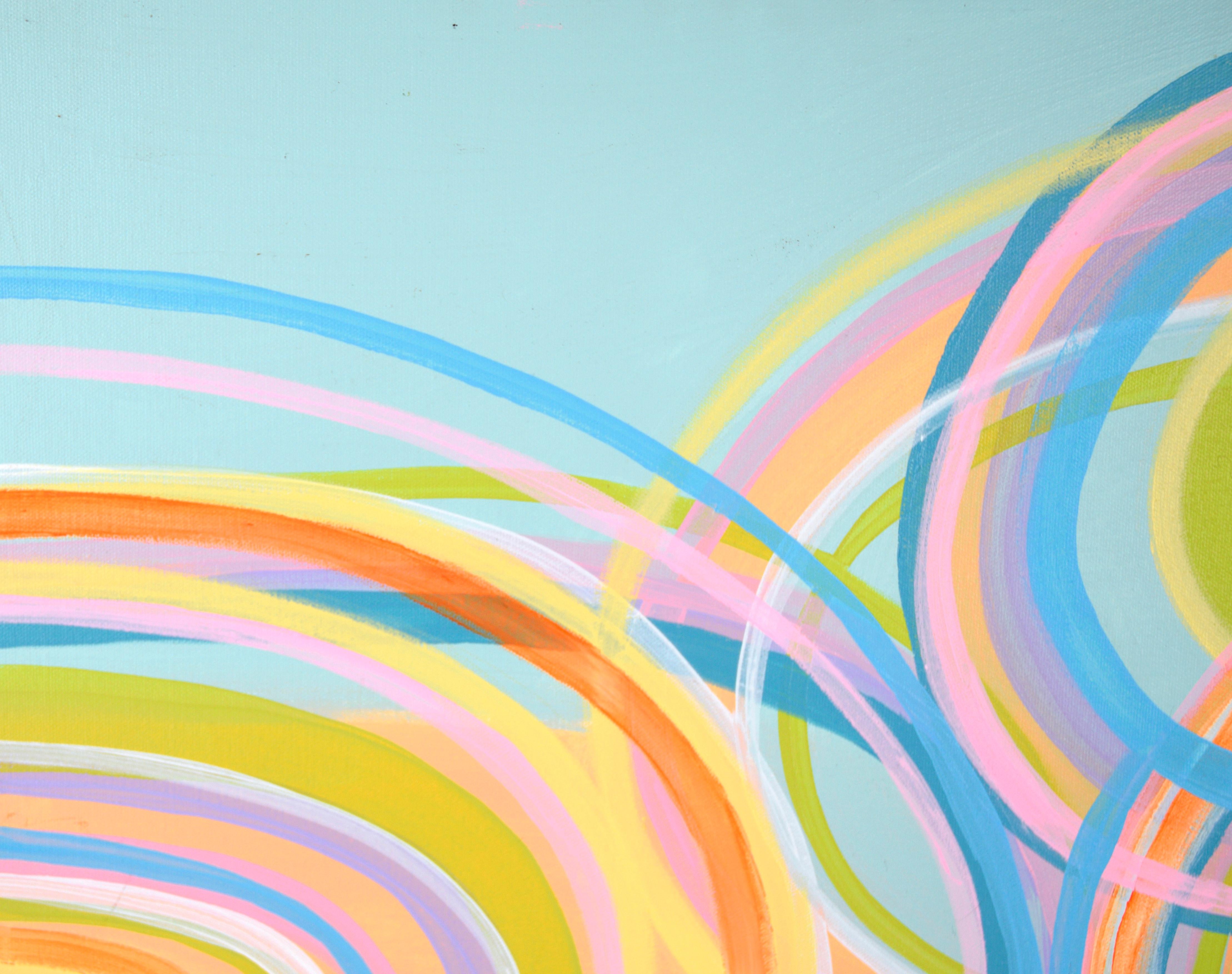 Fluorescent Loops - Abstract Composition in Acrylic on Canvas - Painting by Unknown