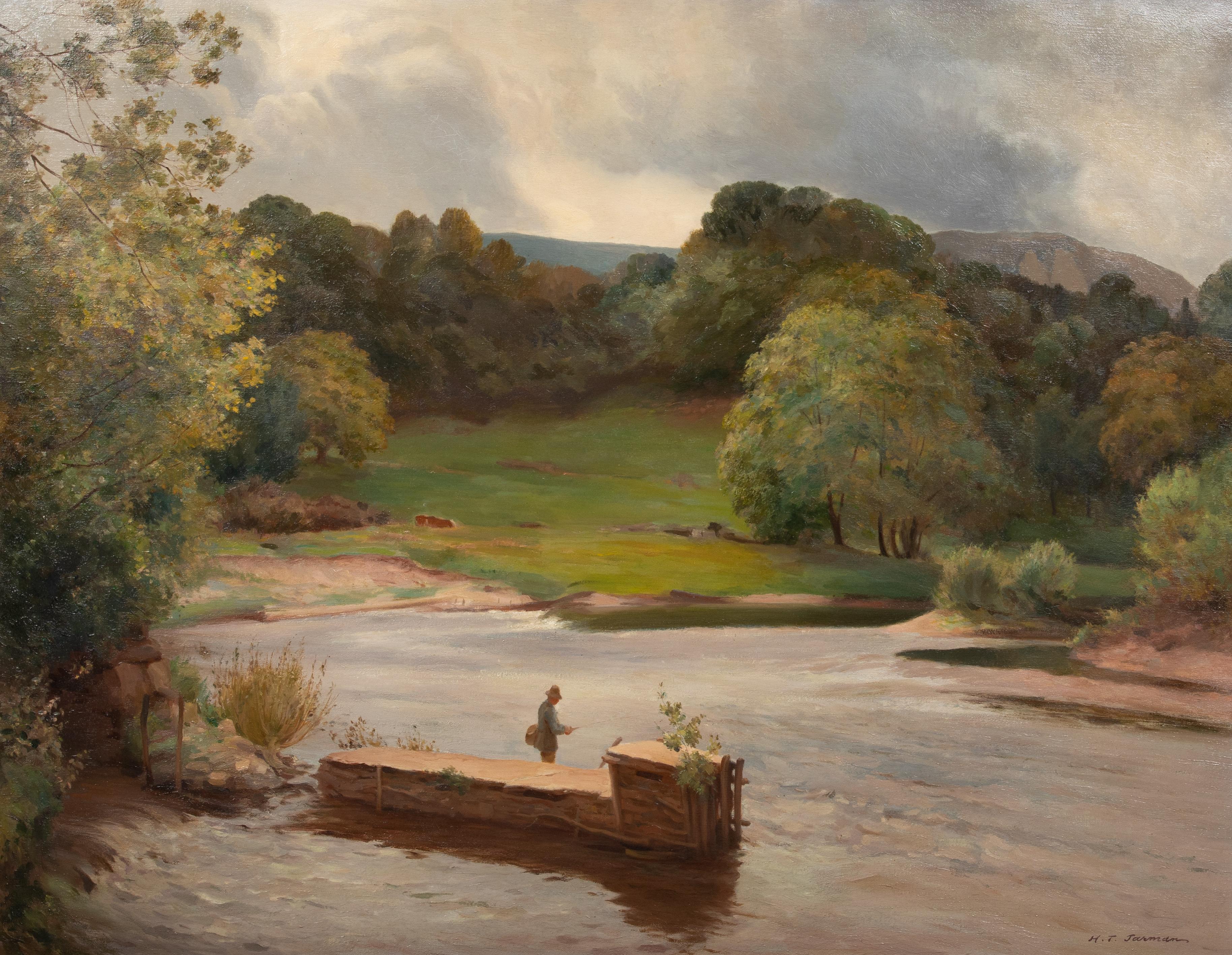 Fly Fishing At Aber Clydach River Brecon Beacons, circa 1900

by Henry Thomas Jarman (1871-1956)

Large 19th Century view of a figure fly fishing at Aber Clydach, Brecon Beacons, oil on canvas by Henry Thomas Jarman. Excellent quality and condition