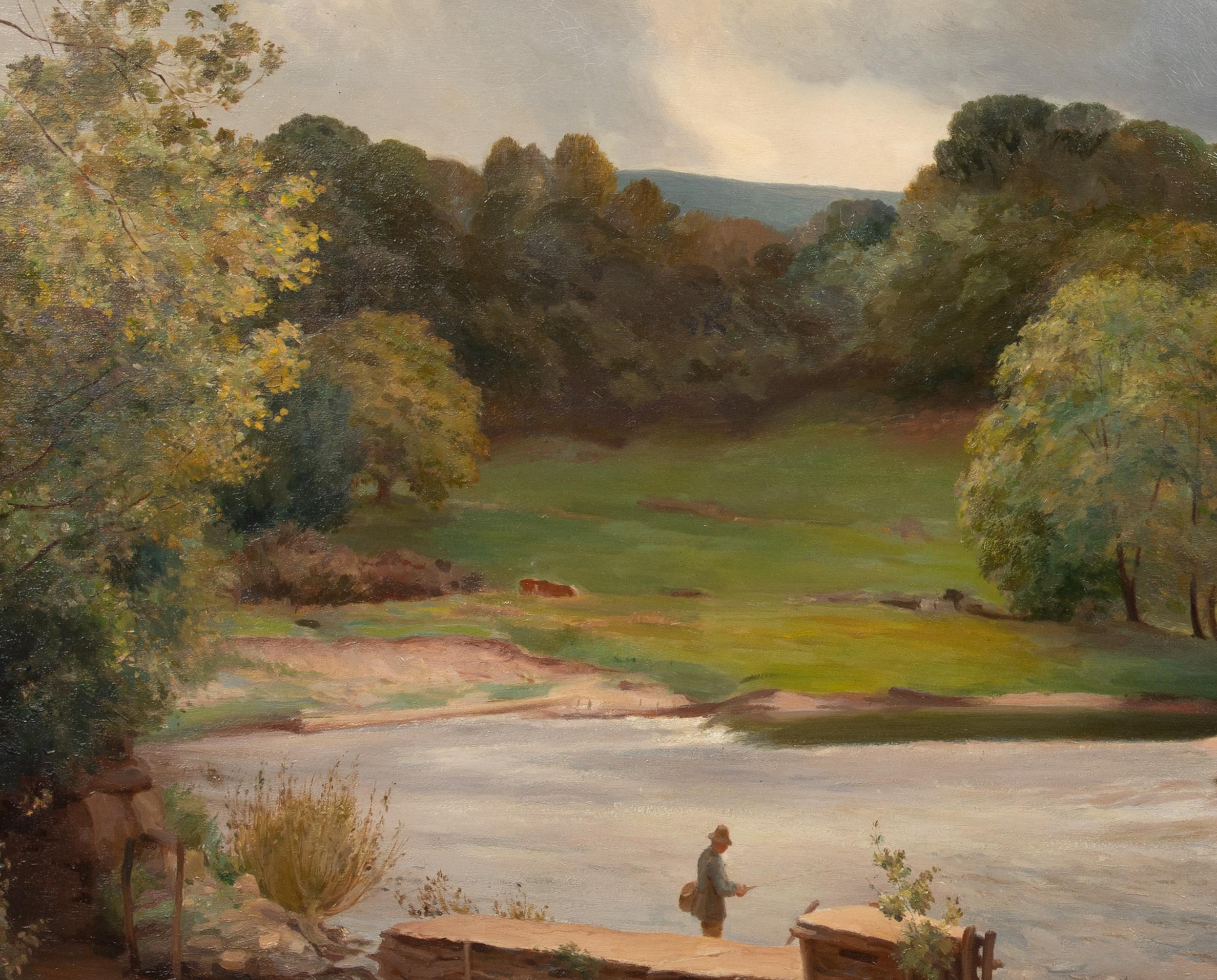 Fly Fishing At Aber Clydach River Brecon Beacons, by Henry Thomas Jarman For Sale 4