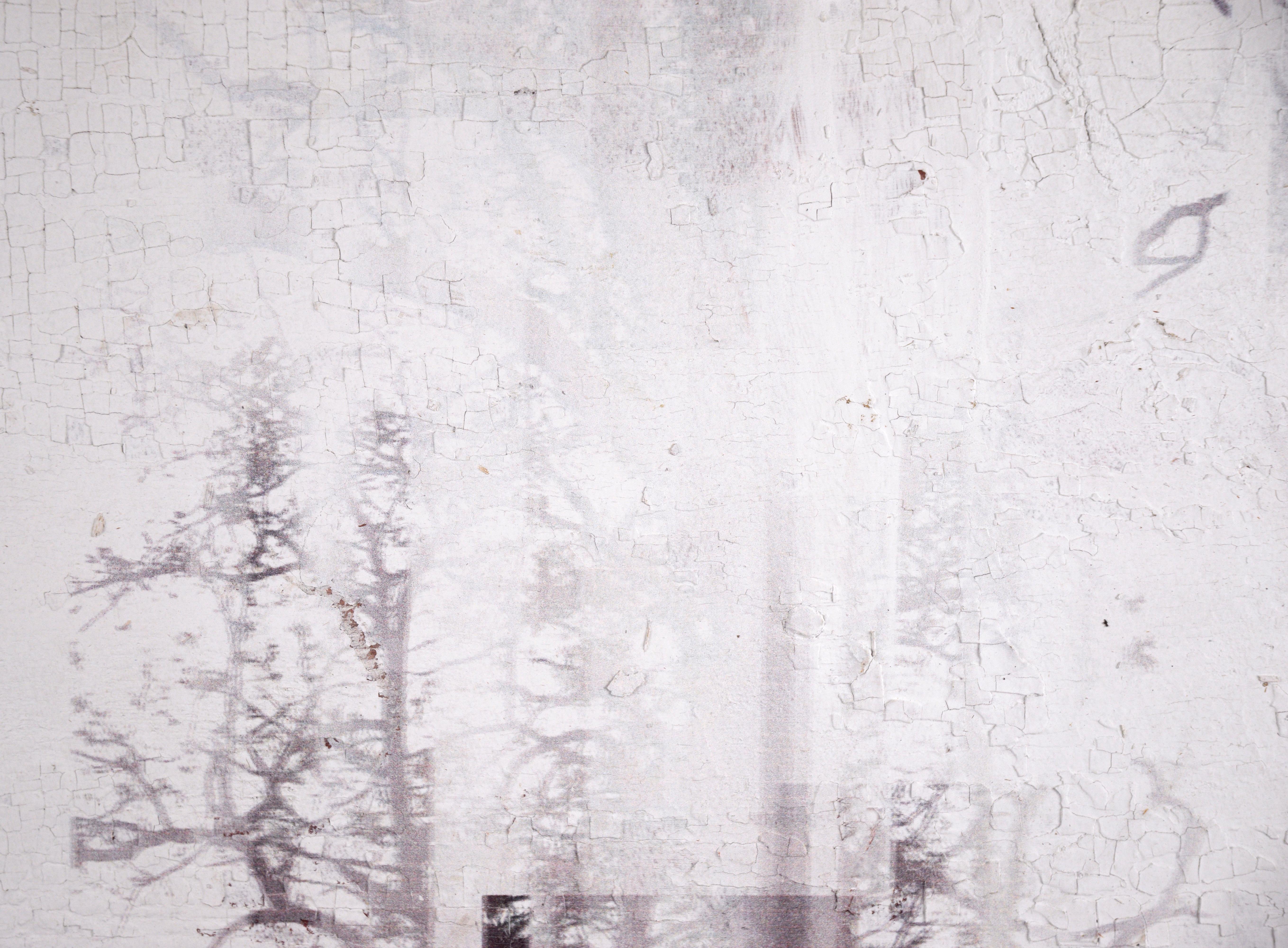 Foresta invernale nebbiosa astratta - Painting Contemporaneo di Unknown