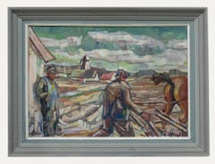 Foke Ekelund - Swedish School 1943 Oil, Ploughing the Field