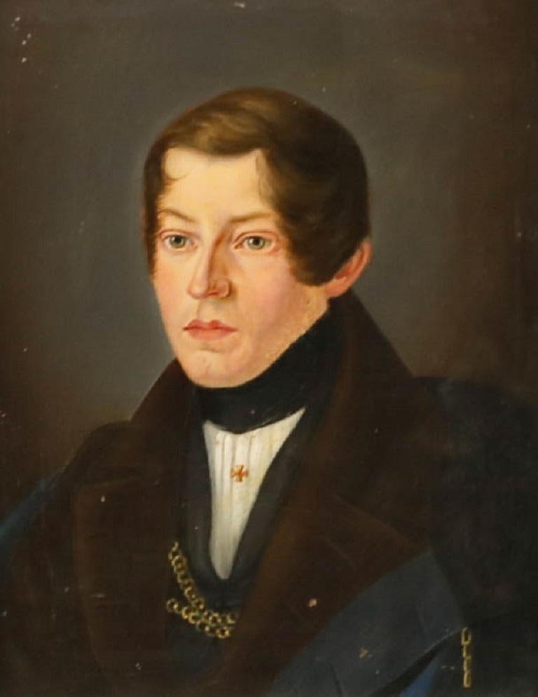 Huile folklorique du XIXe siècle - Portrait d'un homme styrien - Painting de Unknown