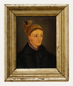 Antique Folk  19th Century Oil - Portrait of a Styrian Woman