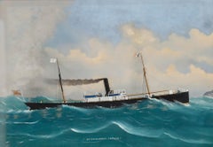 Folk Art Early 20th Century Oil - S.S Guillemot- London