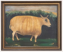Folk Art  Late 19th Century Oil - A Fine Sheep