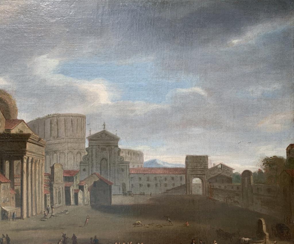 Seguidor Gaspar van Wittel - Pintura de vistas romanas del siglo XVIII - Coliseo Roma 1