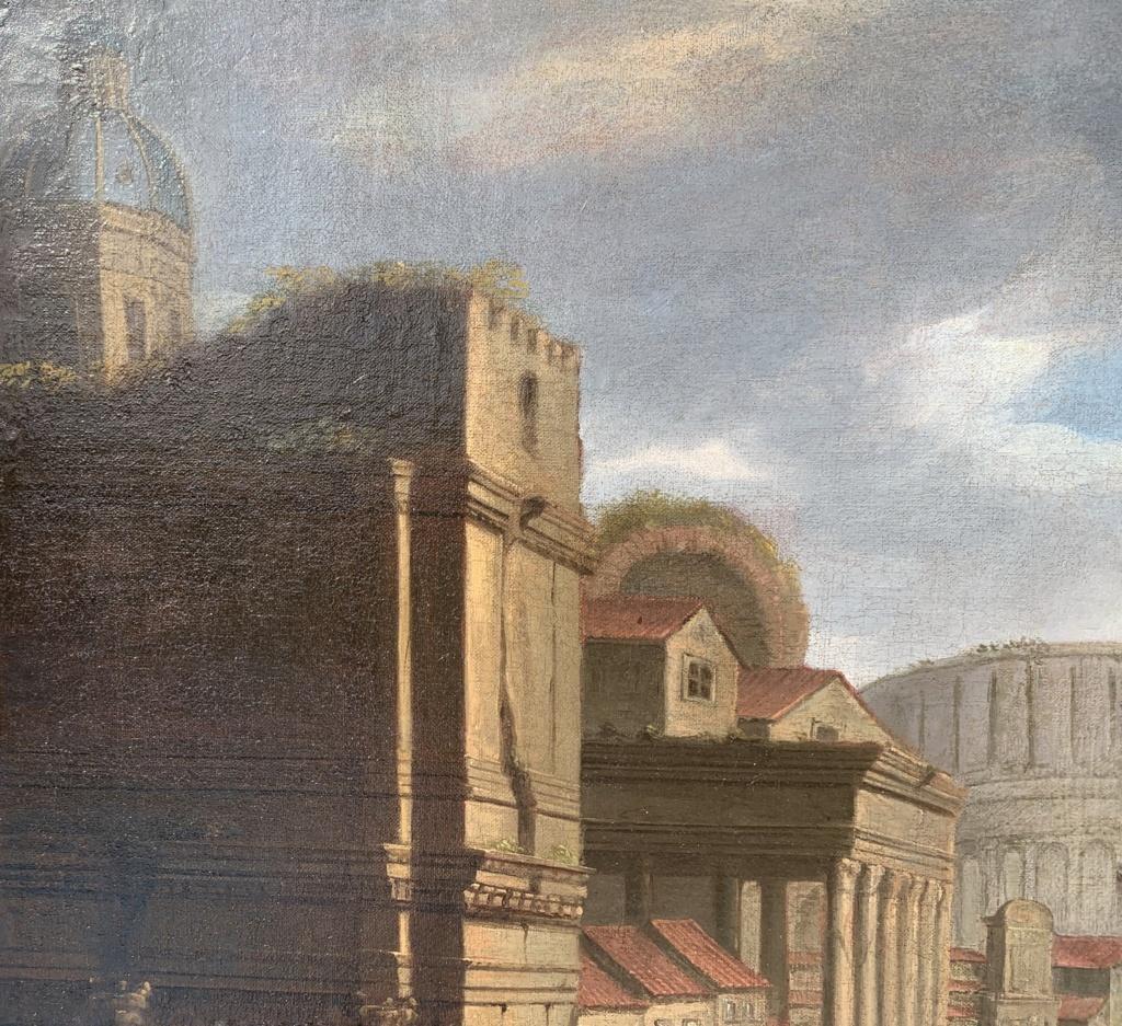 Seguidor Gaspar van Wittel - Pintura de vistas romanas del siglo XVIII - Coliseo Roma 3