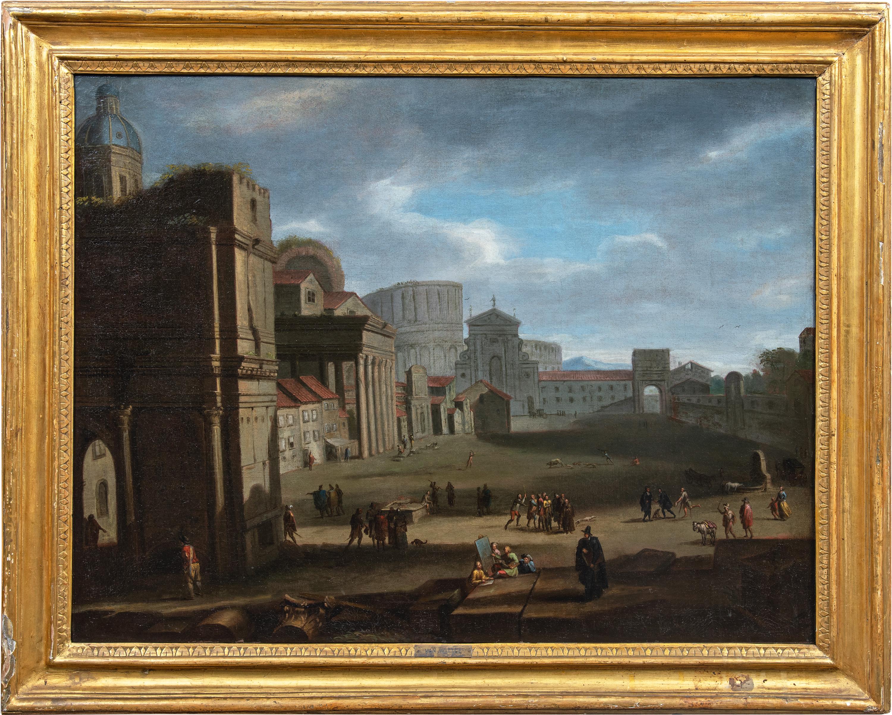 Unknown Landscape Painting - Follower Gaspar van Wittel - 18th century Roman view painting - Colosseum Rome