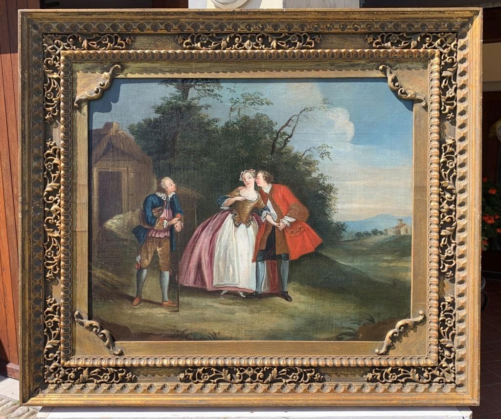 Follower Nicolas Lancret (French) - 18th century figure painting - Gallant scene - Painting by Unknown
