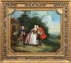 Antique Follower Nicolas Lancret (French) - 18th century figure painting - Gallant scene