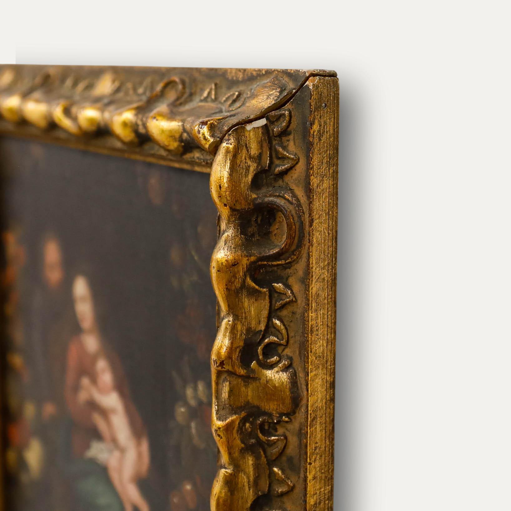 Seguace di Andries Daniels - Olio del XVII secolo, Ghirlanda di frutta con Cristo in vendita 1