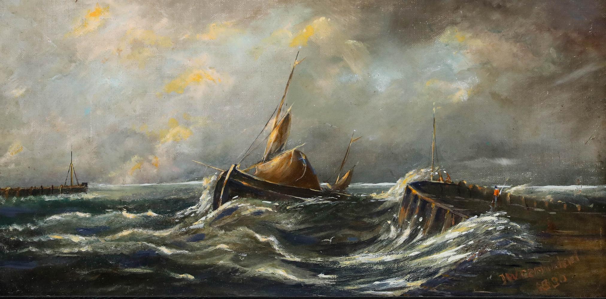 Follower of Carmichael - Gerahmtes Öl aus dem späten 19. Jahrhundert, Rückkehr in den Hafen – Painting von Unknown