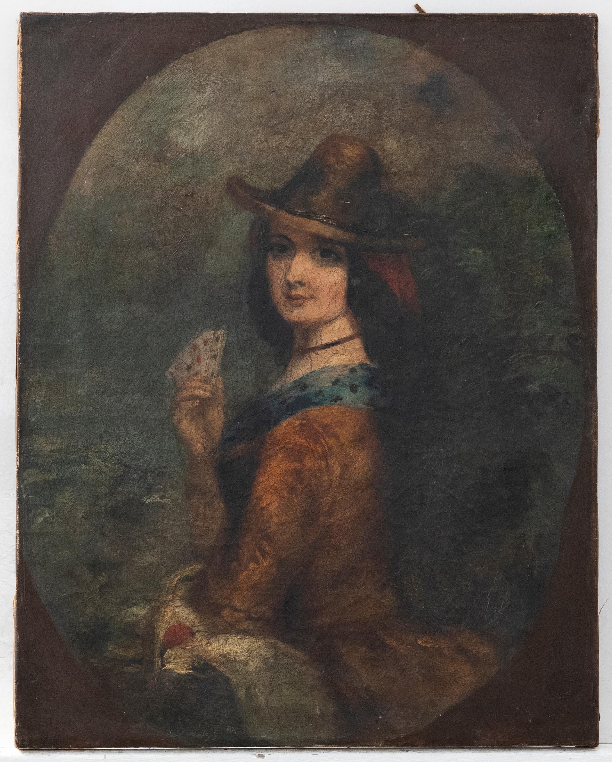 Follower of Charles Baxter (1809-1879) - Late 19th Century Oil, The Card Player For Sale 1