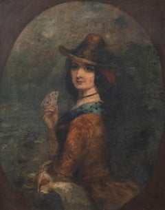 Antique Follower of Charles Baxter (1809-1879) - Late 19th Century Oil, The Card Player