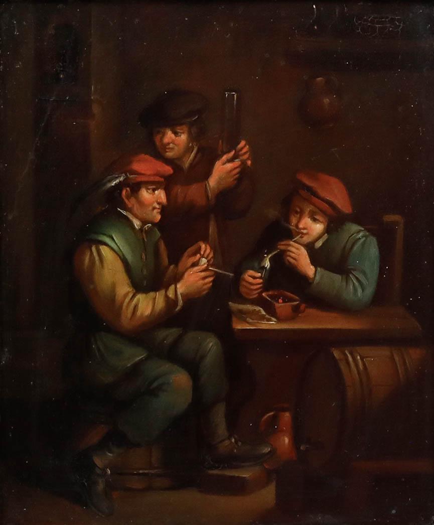 Suite de David Teniers (1610-1690) - 20e siècle Huile, Scène de taverne - Painting de Unknown