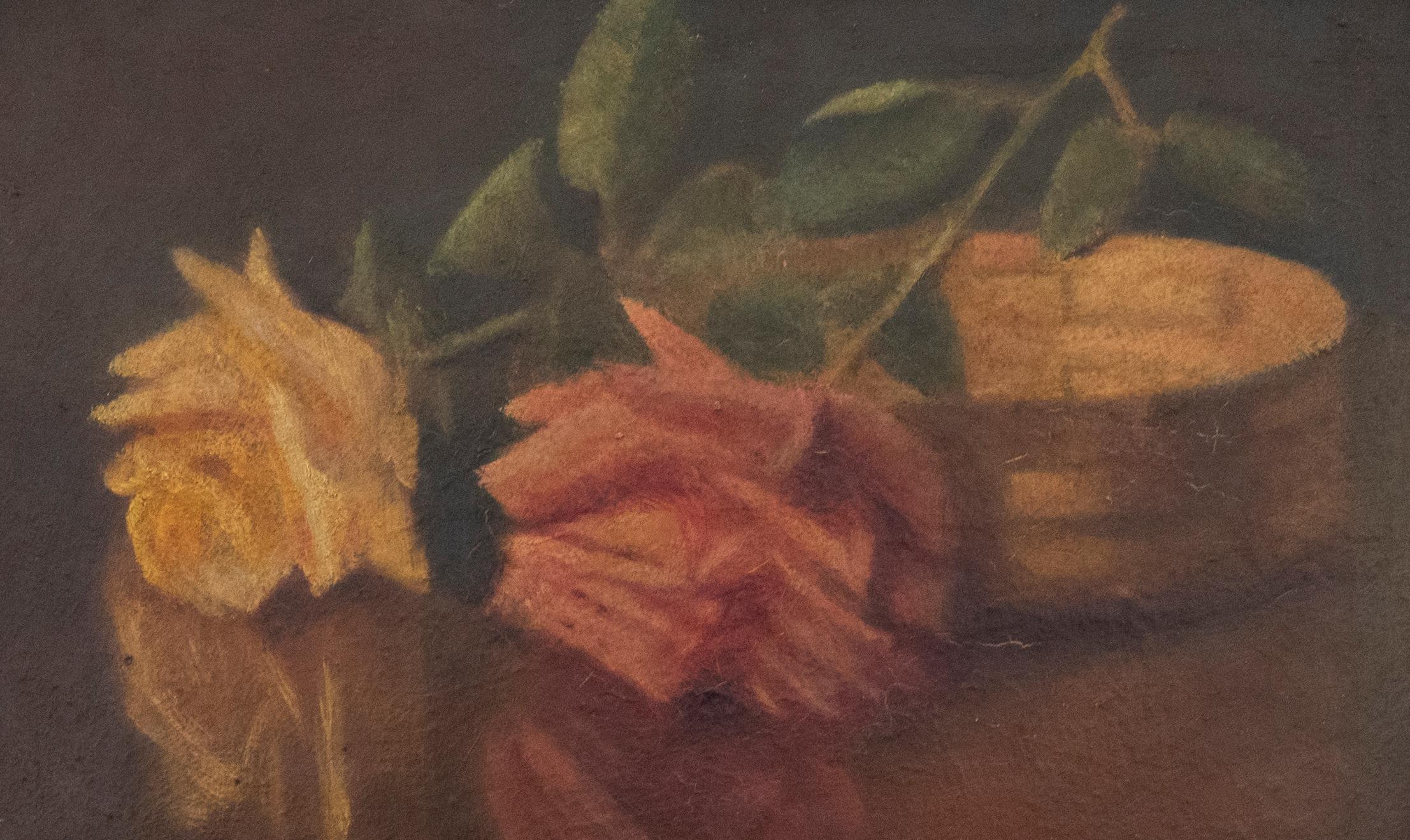 Seguace di Fantin Latour - Olio del primo Novecento, Studio di rose - Painting di Unknown