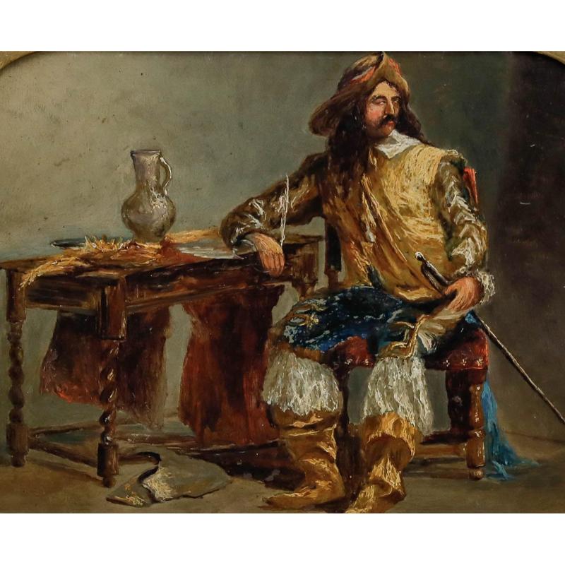Anhängerin von F. H. Henshaw (1807-1891) - Öl, Ein Kavalier zur Zeit von Charles II. – Painting von Unknown