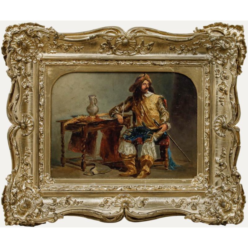 Anhängerin von F. H. Henshaw (1807-1891) - Öl, Ein Kavalier zur Zeit von Charles II.