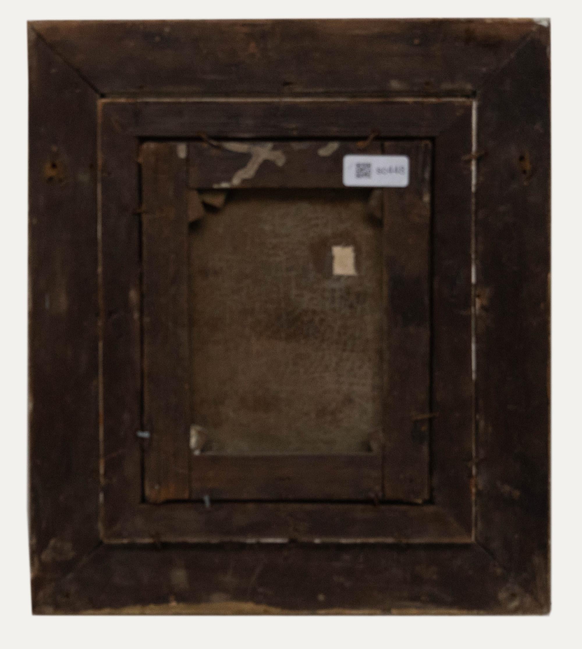 Unsigned. Presented in a gilt composition frame with ornate foliate details. On canvas.