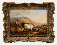 Follower of George Morland (1763-1804)-19th Century Oil, A Drover with Livestock