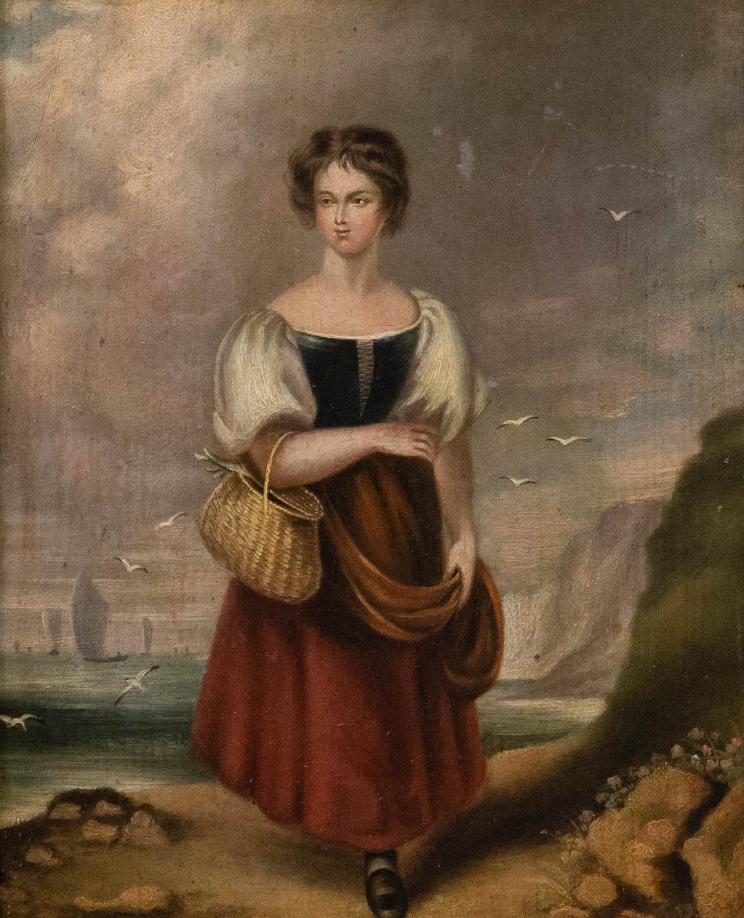 Seguidor de George Morland  - Óleo del siglo XIX, Hija de pescador - Painting de Unknown