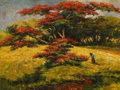 Follower of Gerard Pieter Adolfs (1898-1968) - Framed  Oil, Flowering Flamboyant