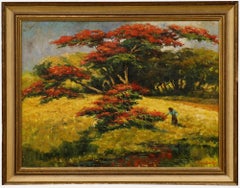 Follower of Gerard Pieter Adolfs (1898-1968) - Framed  Oil, Flowering Flamboyant