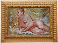 Follower of Ivon Hitchins (1893-1979) - Framed Oil, Reclining in the Meadow